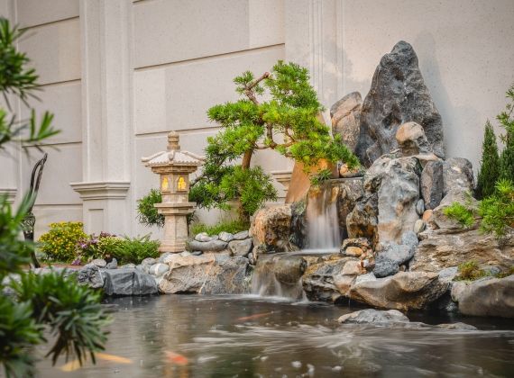 Thiết kế, thi công tiểu cảnh hòn non bộ ngoài trời đẹp, độc