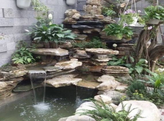 Mẫu thiết kế hòn non bộ hồ cá đẹp hợp phong thủy